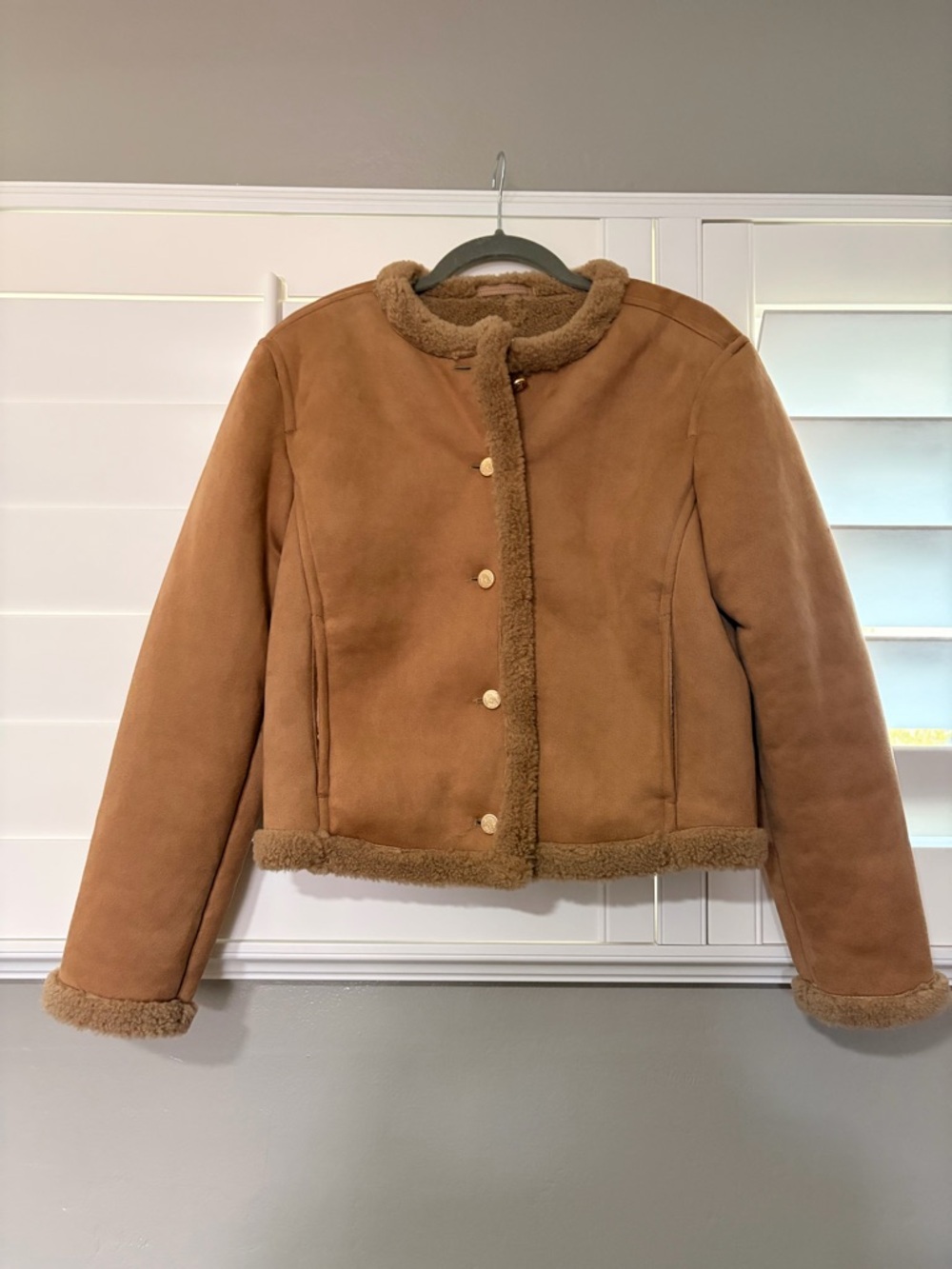 Abercrombie & Fitch Tan Faux Shearling Jacket